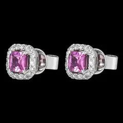 Pink gemstone and diamond earrings